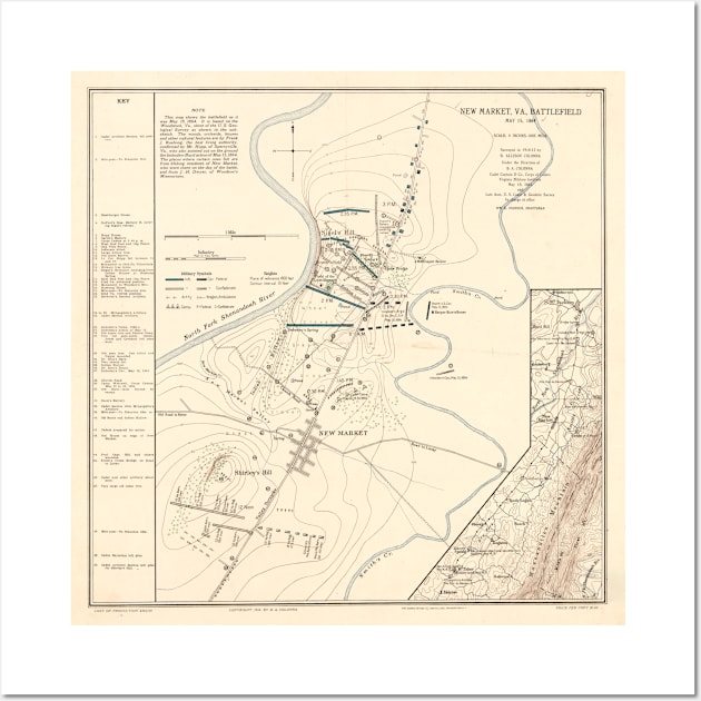 Old Battle of New Market VA Map (1914) Vintage Virginia Civil War Battlefield Atlas Wall Art by Bravuramedia